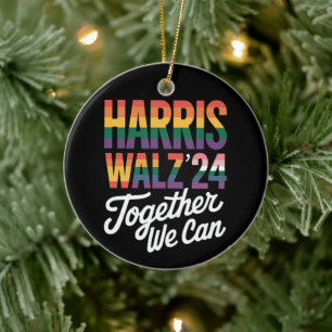 Harris Walz 2024 Samen Kunnen We Verkiezing LGBTQI Keramisch Ornament