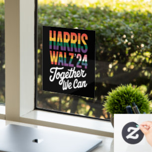 Harris Walz 2024 Samen Kunnen We Verkiezing LGBTQI Raamsticker