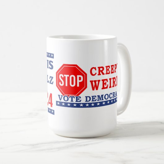 Harris Walz 2024 Stemming Democraat Stop Creepy We Koffiemok (Voorkant rechts)