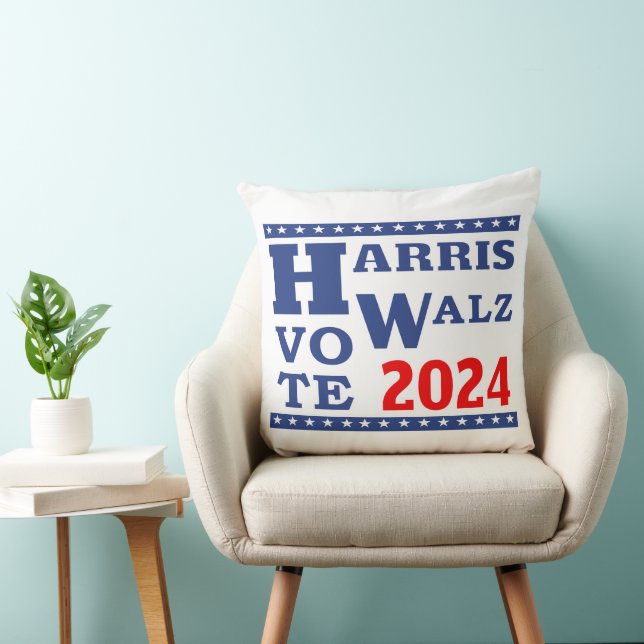 Harris Walz 2024 Stop Creepy Weird Vote Democraat Kussen (Stoel)