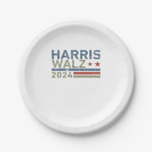 Harris Walz 2024 Tekst Retro  Distressed Des Papieren Bordje