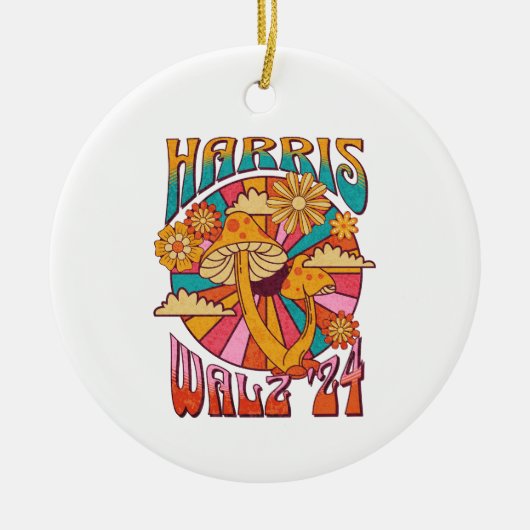 Harris Walz 2024 Trendy Boho Hippie Mushroom Keramisch Ornament (Voorkant)