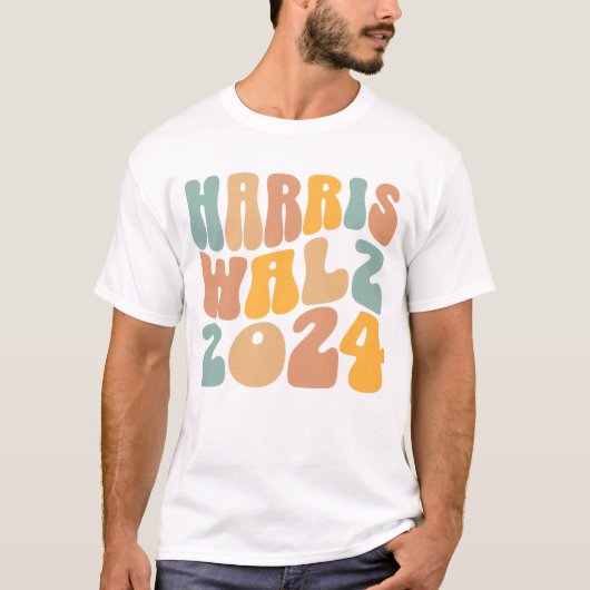 Harris Walz 2024 Trendy Wavy Boho T-shirt (Voorkant)