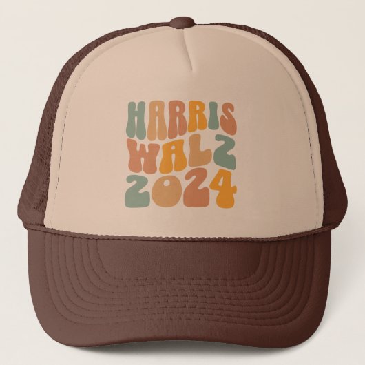 Harris Walz 2024 Trendy Wavy Boho Trucker Pet (Voorkant)