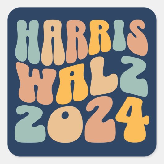 Harris Walz 2024 Trendy Wavy Boho Vierkante Sticker (Voorkant)