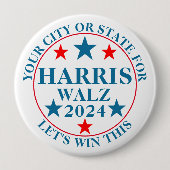 Harris Walz 2024 Verkiezing Gepersonaliseerd Polit Ronde Button 4,0 Cm (Voorkant)