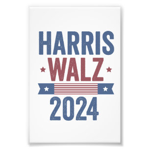 Harris Walz 2024 Verkiezing Kamala Tim Waltz Ameri Foto Afdruk