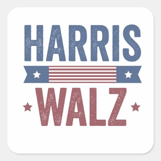 Harris Walz 2024 Verkiezing Kamala Tim Waltz Ameri Vierkante Sticker (Voorkant)