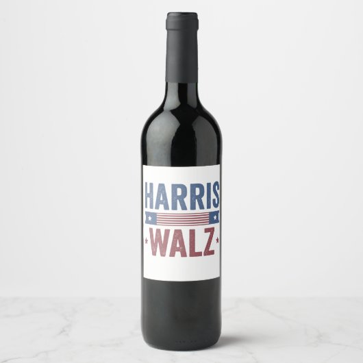 Harris Walz 2024 Verkiezing Kamala Tim Waltz Ameri Wijn Etiket (Voorkant)