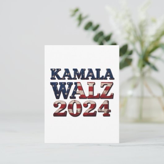 Harris Walz 2024 Verkiezing Kamala Tim Waltz  Briefkaart (Staand voorkant)