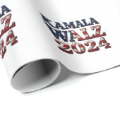 Harris Walz 2024 Verkiezing Kamala Tim Waltz  Cadeaupapier (Rol Hoek)