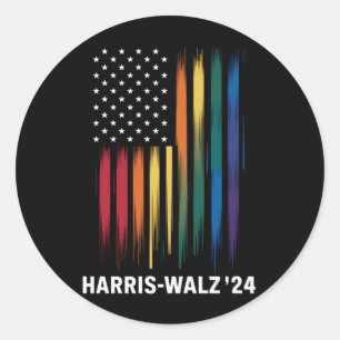 Harris Walz 2024 Verkiezing Kamala Tim Waltz LGBT Ronde Sticker