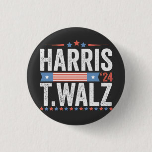 Harris Walz 2024 Verkiezing Kamala Tim Waltz Ronde Button 3,2 Cm