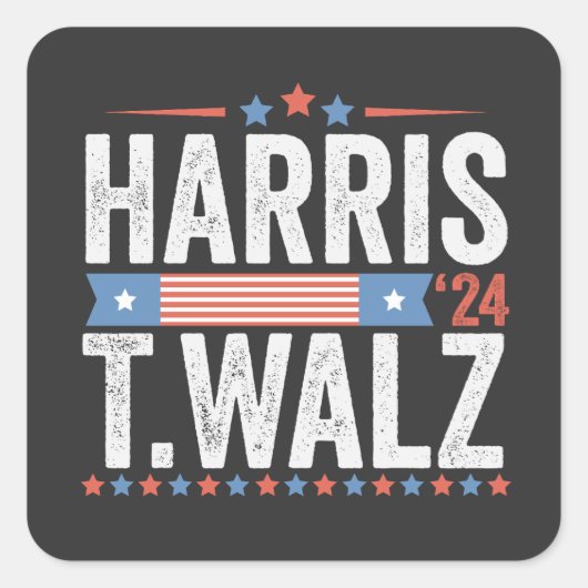 Harris Walz 2024 Verkiezing Kamala Tim Waltz Vierkante Sticker (Voorkant)