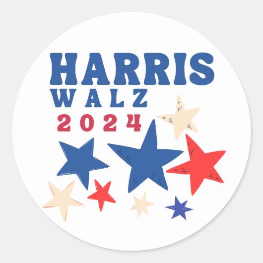 Harris Walz 2024: Verkiezing van de Democratische  Ronde Sticker (Voorkant)