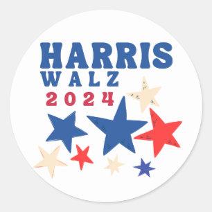 Harris Walz 2024: Verkiezing van de Democratische  Ronde Sticker