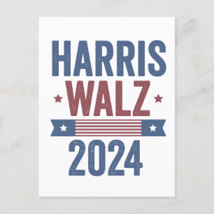 Harris Walz 2024 Verkiezingen Kamala Tim Waltz Ame Briefkaart