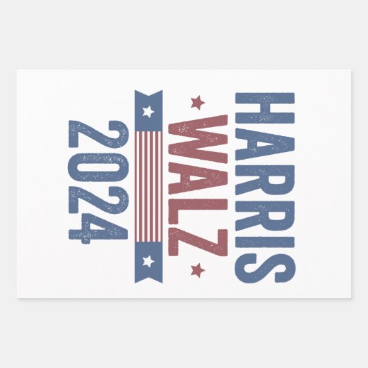 Harris Walz 2024 Verkiezingen Kamala Tim Waltz Ame Inpakpapier Vel (Voorkant)