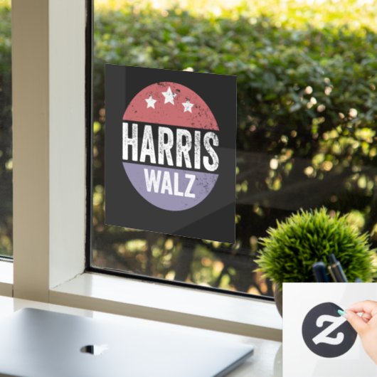 Harris Walz 2024 Verkiezingen Kamala Tim Waltz Ame Raamsticker (Kantoor)