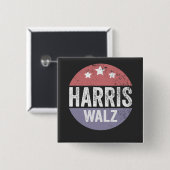 Harris Walz 2024 Verkiezingen Kamala Tim Waltz Ame Vierkante Button 5,1 Cm (Voorkant /achterkant)