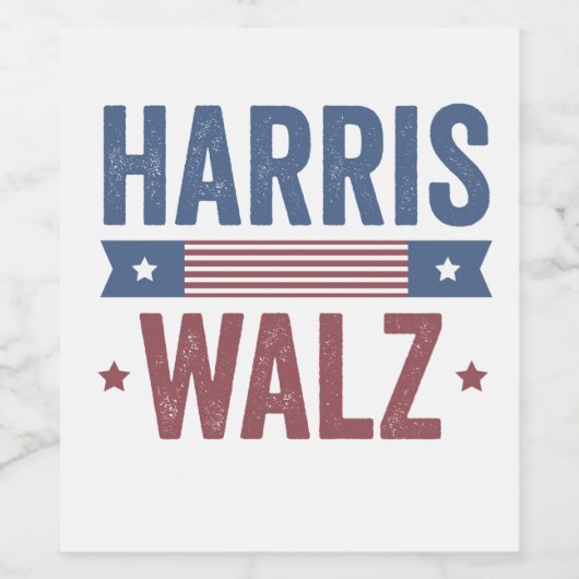 Harris Walz 2024 Verkiezingen Kamala Tim Waltz Ame Wijn Etiket (Enkel label)