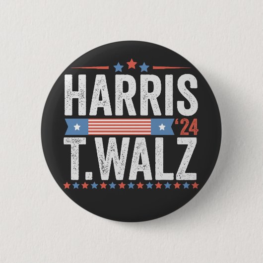Harris Walz 2024 Verkiezingen Kamala Tim Waltz Ronde Button 5,7 Cm (Voorkant)