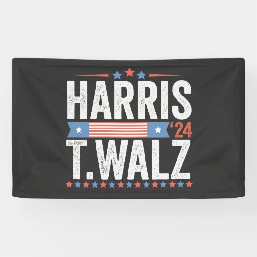 Harris Walz 2024 Verkiezingen Kamala Tim Waltz Spandoek (Horizontaal)