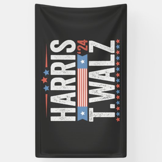 Harris Walz 2024 Verkiezingen Kamala Tim Waltz Spandoek (Verticaal)