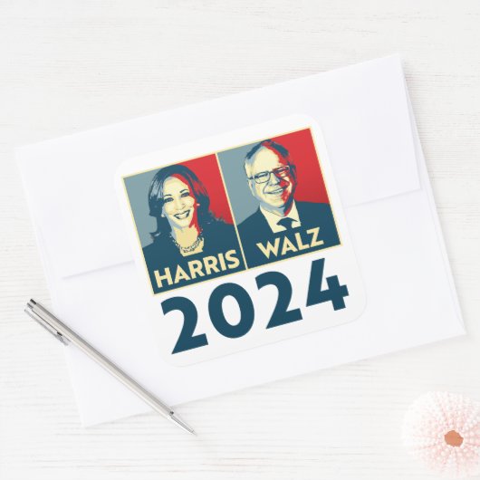 Harris Walz 2024 Vierkante Sticker (Envelop)
