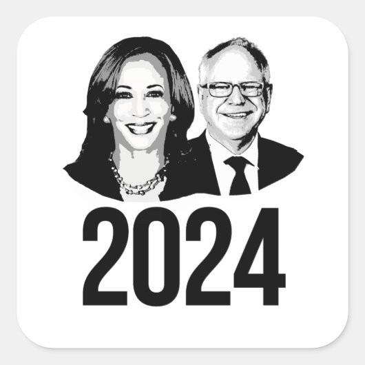 Harris Walz 2024 Vierkante Sticker (Voorkant)