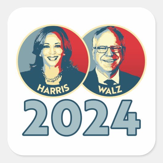 Harris Walz 2024 Vierkante Sticker (Voorkant)