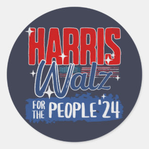 Harris Walz 2024 voor de People Election Democraat Ronde Sticker