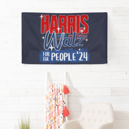 Harris Walz 2024 voor de People Election Democraat Spandoek (Insitu)
