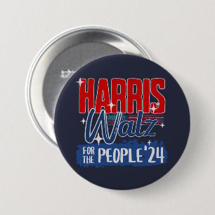 Harris Walz 2024 Voor het Volk Verkiezing Democraa Ronde Button 7,6 Cm