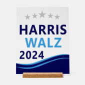 Harris Walz 2024 voor President Blauwe Golf Acryl Bord (Voorkant)