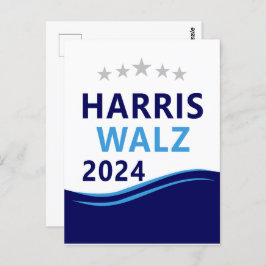Harris Walz 2024 voor President Blue Wave Briefkaart