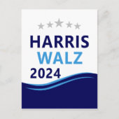Harris Walz 2024 voor President Blue Wave Briefkaart (Voorkant)