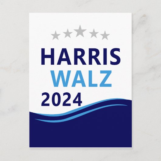 Harris Walz 2024 voor President Blue Wave Briefkaart (Voorkant)