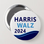 Harris Walz 2024 voor President Blue Wave Button (Voorkant /achterkant)