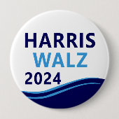 Harris Walz 2024 voor President Blue Wave Button (Voorkant)