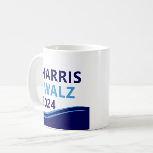 Harris Walz 2024 voor President Blue Wave Koffiemok (Voorkant links)