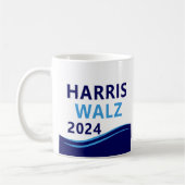 Harris Walz 2024 voor President Blue Wave Koffiemok (Links)