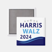 Harris Walz 2024 voor President Blue Wave Magneet (Voorkant / Achterkant)