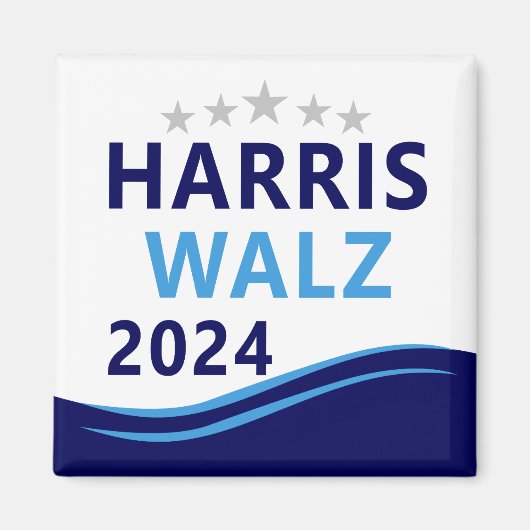 Harris Walz 2024 voor President Blue Wave Magneet (Voorkant)