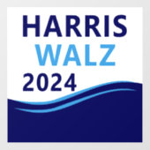 Harris Walz 2024 voor President Blue Wave Raamsticker (Vel)
