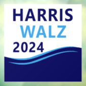 Harris Walz 2024 voor President Blue Wave Raamsticker (Vel 3)