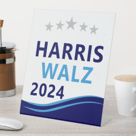 Harris Walz 2024 voor President Blue Wave Reclamebord Met Voetstuk
