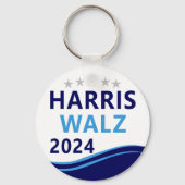 Harris Walz 2024 voor President Blue Wave Sleutelhanger (Voorkant)