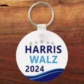 Harris Walz 2024 voor President Blue Wave Sleutelhanger (Achterkant)