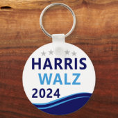 Harris Walz 2024 voor President Blue Wave Sleutelhanger (Voorkant)